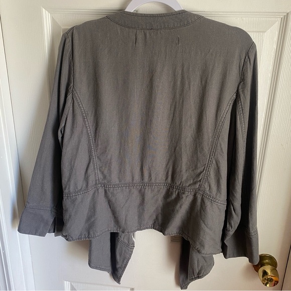 Anthropologie Daughters of the Liberation Gray Linen Blend Waterfall Jacket M - Picture 2 of 7